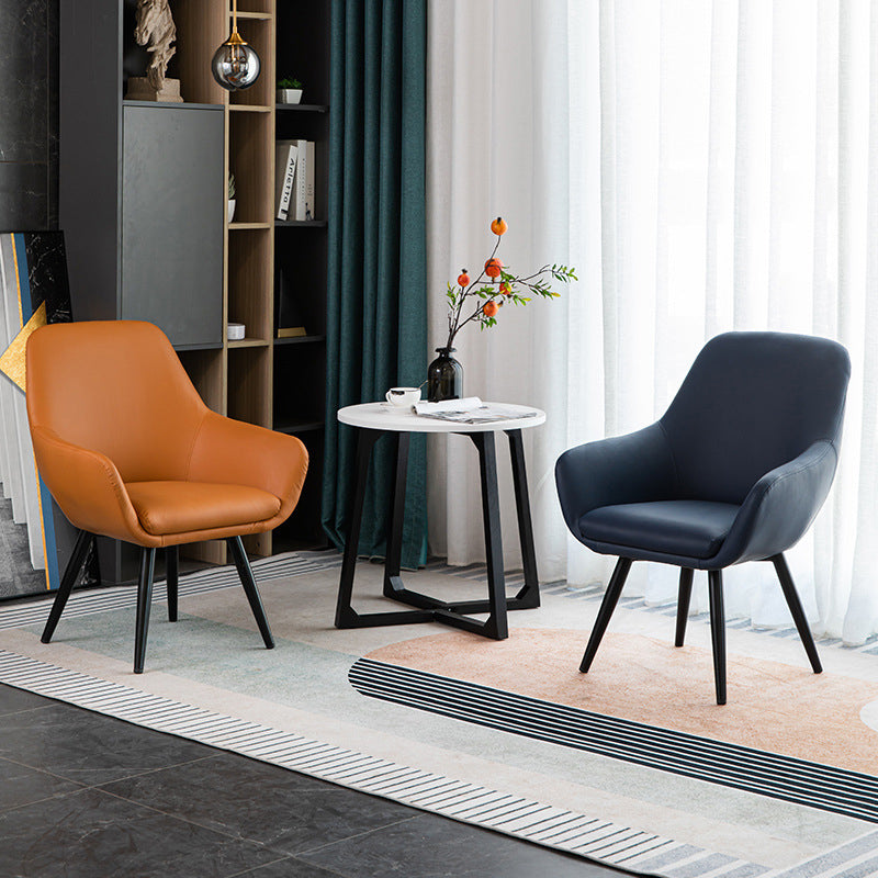 Modern Minimalist Wrap-Style Solid Wood Iron Velvet PU Leather Accent Chair With Backrest For Living Room