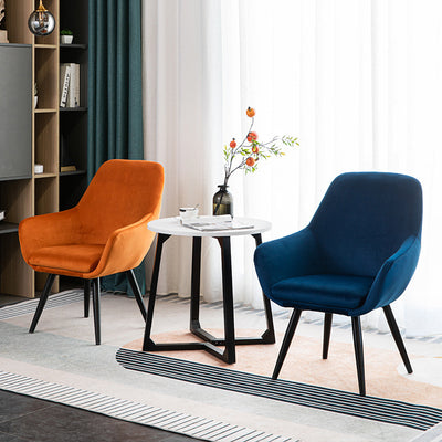 Modern Minimalist Wrap-Style Solid Wood Iron Velvet PU Leather Accent Chair With Backrest For Living Room