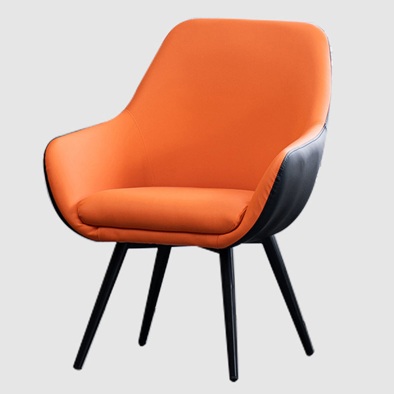 Modern Minimalist Wrap-Style Solid Wood Iron Velvet PU Leather Accent Chair With Backrest For Living Room