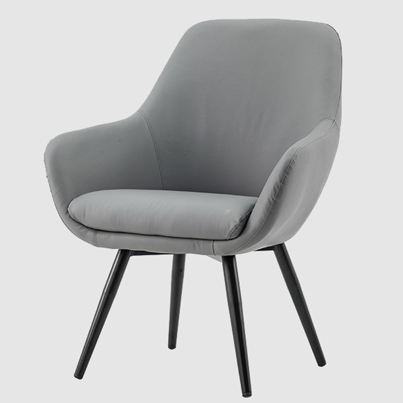 Modern Minimalist Wrap-Style Solid Wood Iron Velvet PU Leather Accent Chair With Backrest For Living Room