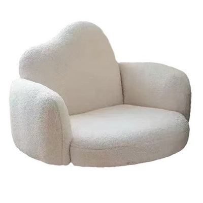 Modern Minimalist Hug-Style Lambswool Solid Wood Wooden Board Accent Chair With Armrest Backrest For Bedroom