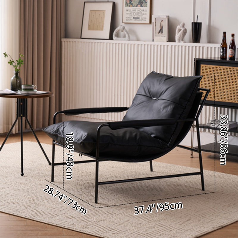 Zeitgenössischer Retro-Kurven-Akzentstuhl aus Kohlenstoffstahl mit Katzenkratzleder, Rückenlehne und Armlehnen für das Wohnzimmer 