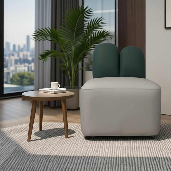 Chaise d'appoint contemporaine au design créatif en forme d'oreilles de lapin, en bois massif, revêtue de cuir technique et de tissu, avec dossier, pour salon 