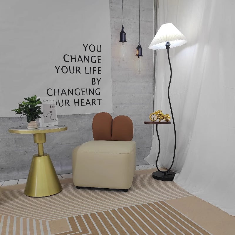 Contemporary Creative Rabbit Ear Design Solid Wood Tech Leather Cloth Accent Chair With Backrest For Living Room