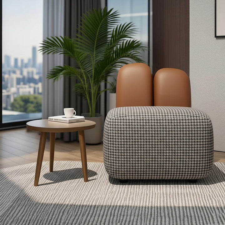 Chaise d'appoint contemporaine au design créatif en forme d'oreilles de lapin, en bois massif, revêtue de cuir technique et de tissu, avec dossier, pour salon 
