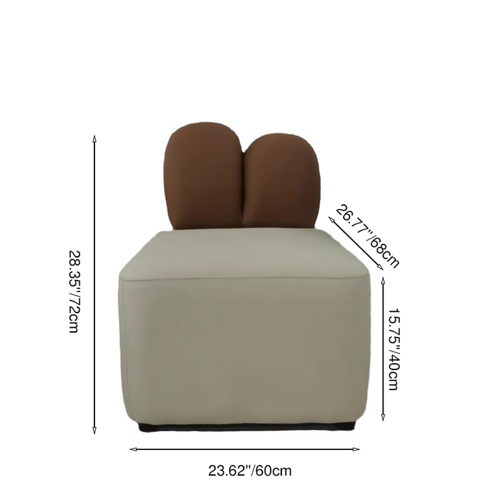 Chaise d'appoint contemporaine au design créatif en forme d'oreilles de lapin, en bois massif, revêtue de cuir technique et de tissu, avec dossier, pour salon 
