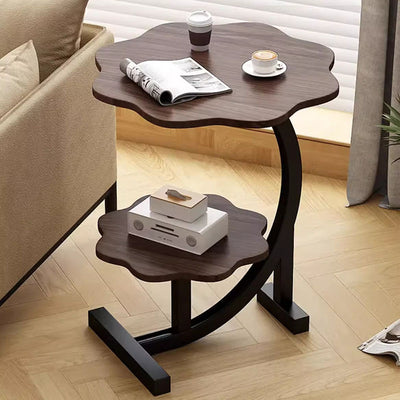Modern Minimalist Petal Design MDF Wrought Iron End Table 2-Tier For Living Room