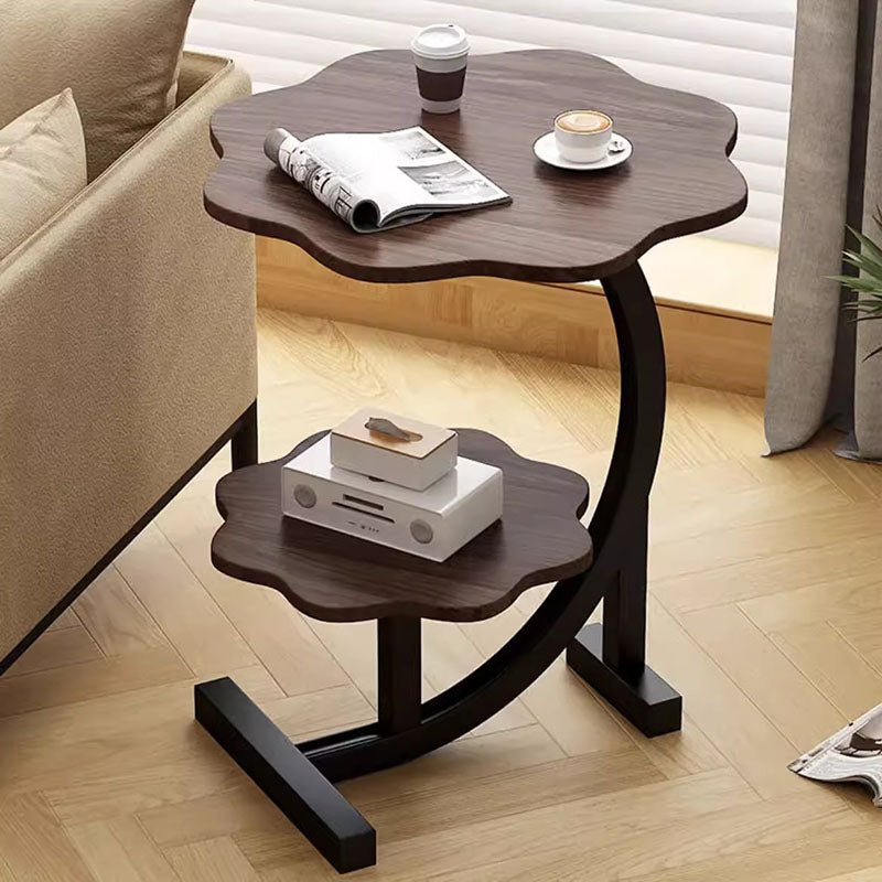 Modern Minimalist Petal Design MDF Wrought Iron End Table 2-Tier For Living Room