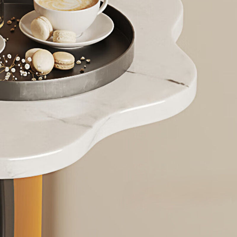 Modern Minimalist Petal Design MDF Wrought Iron End Table 2-Tier For Living Room