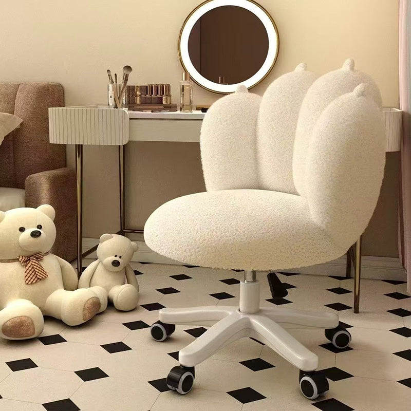 Chaise d’appoint moderne au design minimaliste de patte de chat, en plastique, fer et tissu velours, pivotante et réglable en hauteur, avec dossier, pour chambre à coucher 