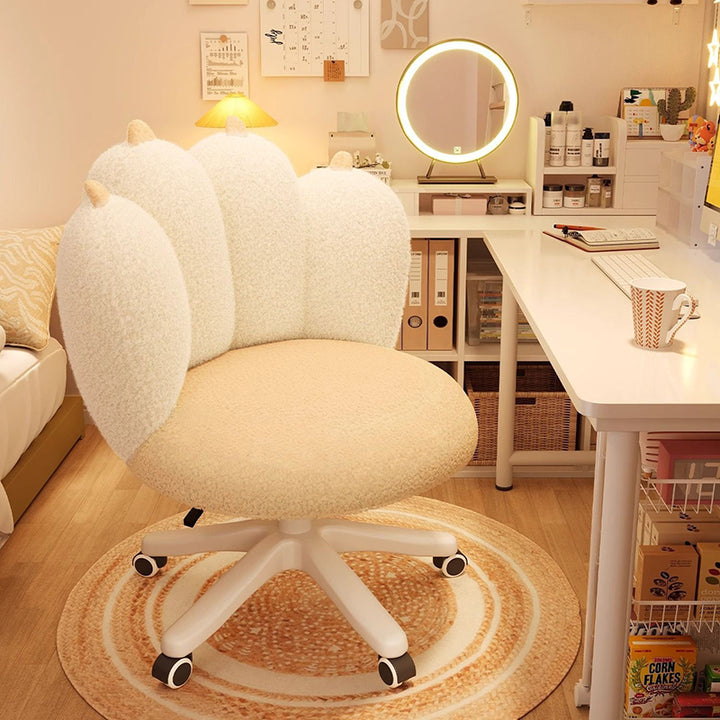 Chaise d’appoint moderne au design minimaliste de patte de chat, en plastique, fer et tissu velours, pivotante et réglable en hauteur, avec dossier, pour chambre à coucher 