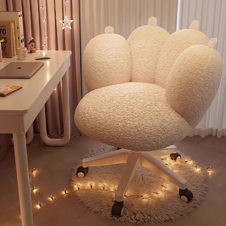 Chaise d’appoint moderne au design minimaliste de patte de chat, en plastique, fer et tissu velours, pivotante et réglable en hauteur, avec dossier, pour chambre à coucher 