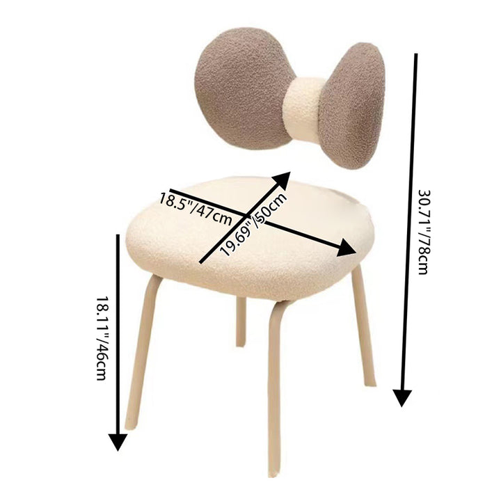 Tabouret de coiffeuse rotatif en PVC, fer et peau d’agneau, design nœud moderne minimaliste, avec dossier, pour chambre à coucher 