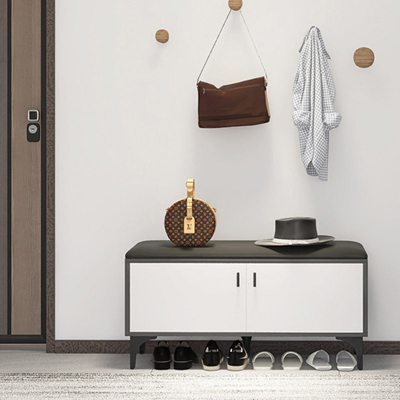 Banco para zapatos moderno minimalista rectangular de MDF con cuero sintético de 3 niveles para la entrada 