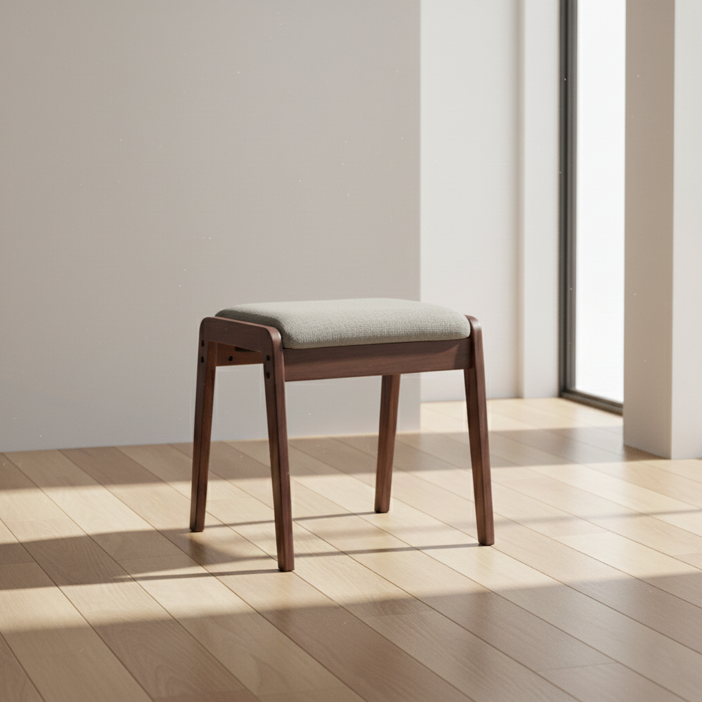 Moderner minimalistischer rechteckiger Massivholz-Leinen-Komfort-Schminkhocker für das Schlafzimmer 