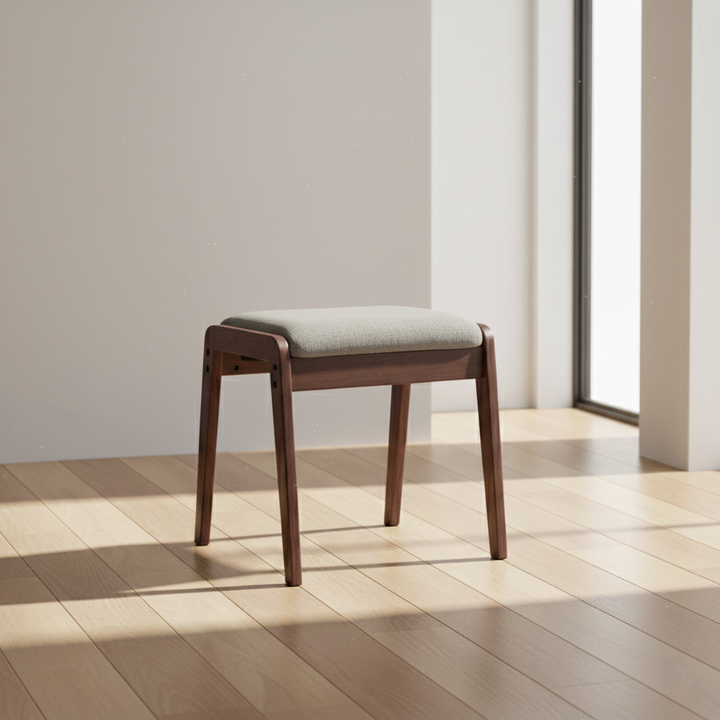 Moderner minimalistischer rechteckiger Massivholz-Leinen-Komfort-Schminkhocker für das Schlafzimmer 