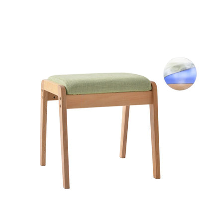 Modern Minimalist Rectangular Solid Wood Linen Vanity Stool For Bedroom