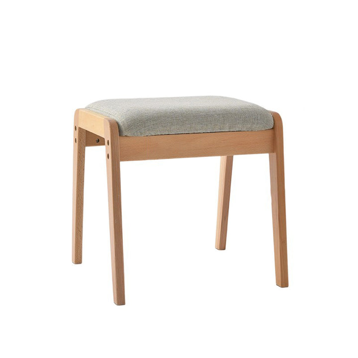 Moderner minimalistischer rechteckiger Massivholz-Leinen-Komfort-Schminkhocker für das Schlafzimmer 