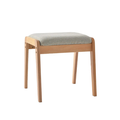 Modern Minimalist Rectangular Solid Wood Linen Vanity Stool For Bedroom