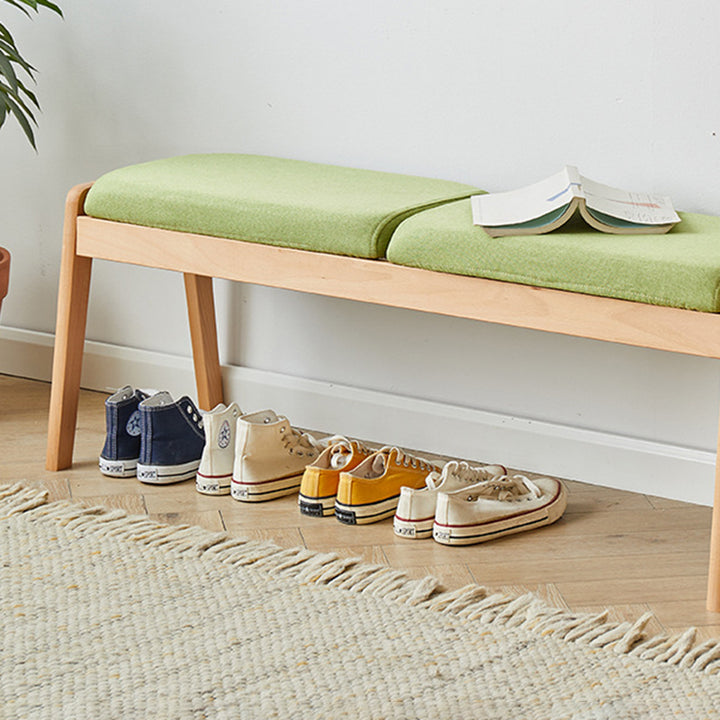 Modern Minimalist Rectangular Solid Wood Linen Bench Backless For Entryway
