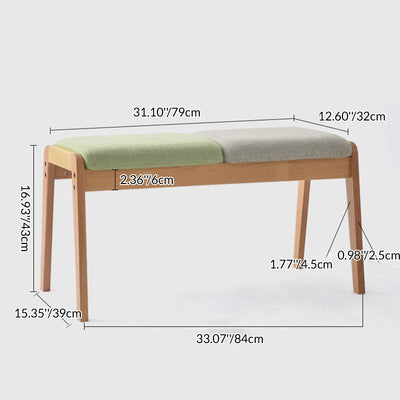 Modern Minimalist Rectangular Solid Wood Linen Bench Backless For Entryway