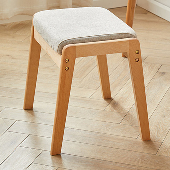 Moderner minimalistischer rechteckiger Massivholz-Leinen-Komfort-Schminkhocker für das Schlafzimmer 