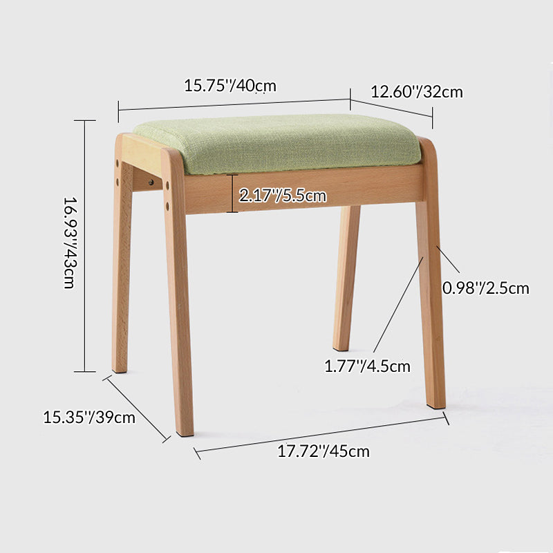 Moderner minimalistischer rechteckiger Massivholz-Leinen-Komfort-Schminkhocker für das Schlafzimmer 