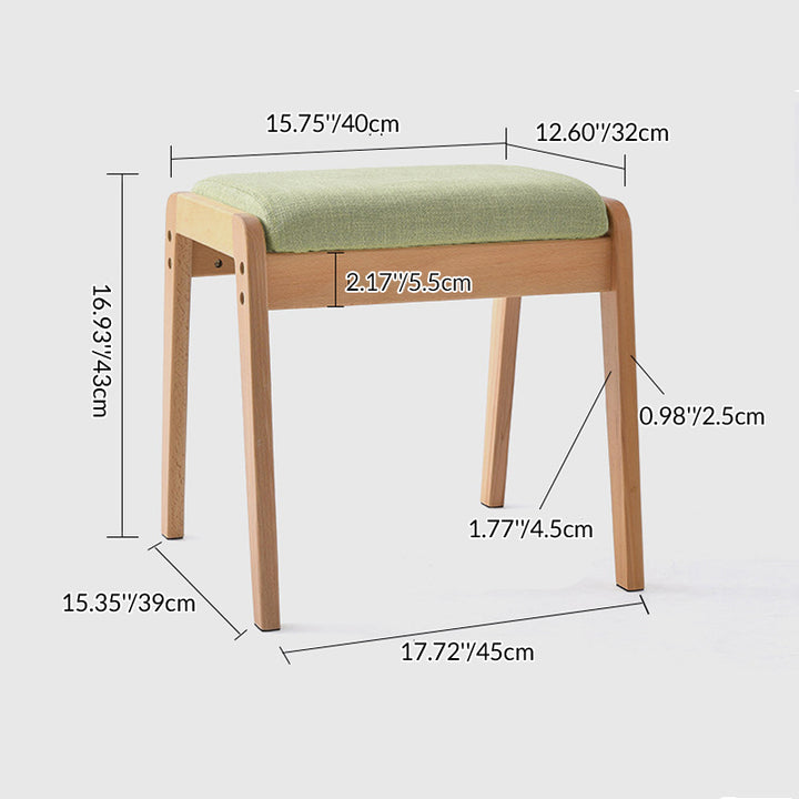 Moderner minimalistischer rechteckiger Massivholz-Leinen-Komfort-Schminkhocker für das Schlafzimmer 