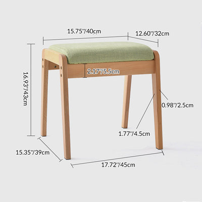 Modern Minimalist Rectangular Solid Wood Linen Vanity Stool For Bedroom