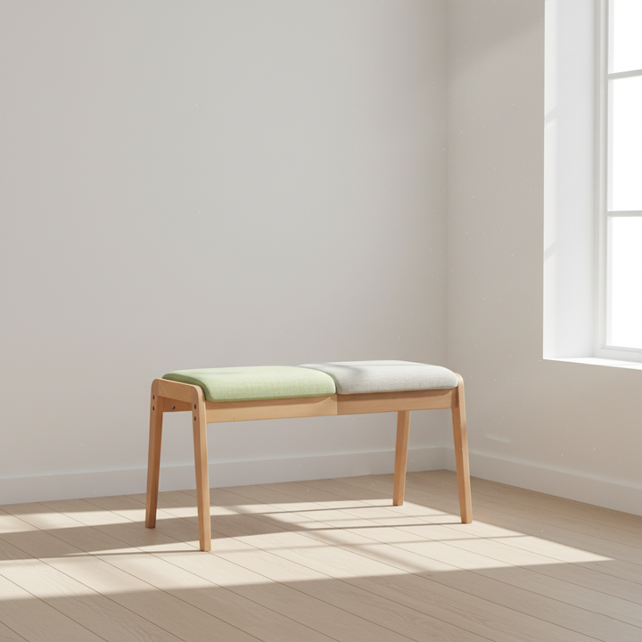 Modern Minimalist Rectangular Solid Wood Linen Bench Backless For Entryway