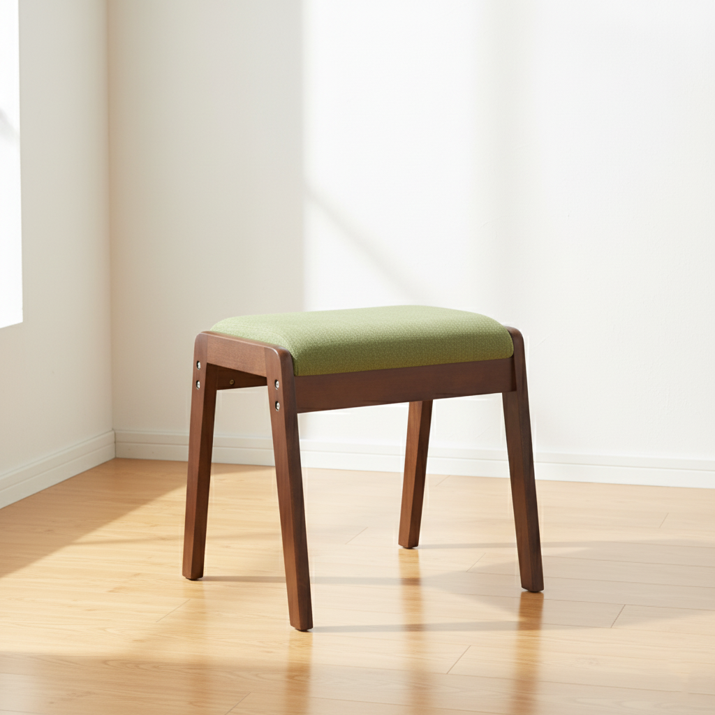 Moderner minimalistischer rechteckiger Massivholz-Leinen-Komfort-Schminkhocker für das Schlafzimmer 