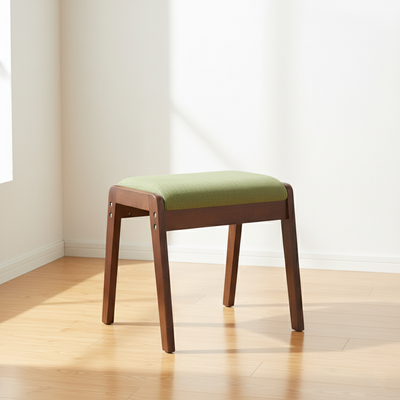 Modern Minimalist Rectangular Solid Wood Linen Vanity Stool For Bedroom