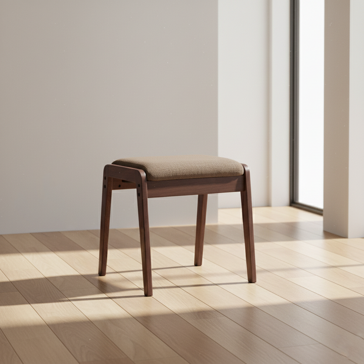 Moderner minimalistischer rechteckiger Massivholz-Leinen-Komfort-Schminkhocker für das Schlafzimmer 