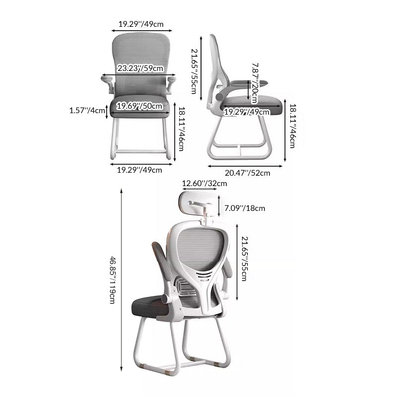 Modern Minimalist Ergonomic Design Metal PP Mesh Fabric Desk Chair With Backrest Adjustable Armrest For Home Office