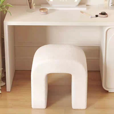 Modern Minimalist U-Shaped Lambswool Solid Wood Frame Vanity Stool Backless For Bedroom