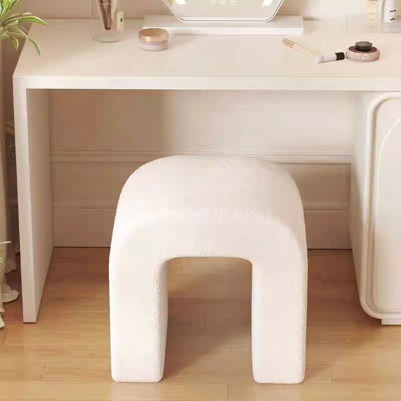 Modern Minimalist U-Shaped Lambswool Solid Wood Frame Vanity Stool Backless For Bedroom