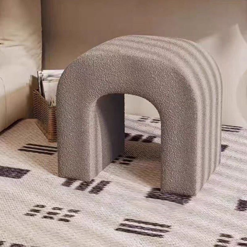 Modern Minimalist U-Shaped Lambswool Solid Wood Frame Vanity Stool Backless For Bedroom