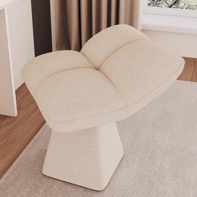 Contemporary Nordic Four-Leaf Clover Shape Chenille Solid Wood Rotatable Vanity Stool Backless For Bedroom