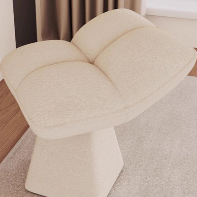 Contemporary Nordic Four-Leaf Clover Shape Chenille Solid Wood Rotatable Vanity Stool Backless For Bedroom