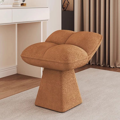 Contemporary Nordic Four-Leaf Clover Shape Chenille Solid Wood Rotatable Vanity Stool Backless For Bedroom