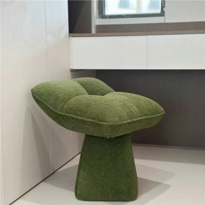 Contemporary Nordic Four-Leaf Clover Shape Chenille Solid Wood Rotatable Vanity Stool Backless For Bedroom