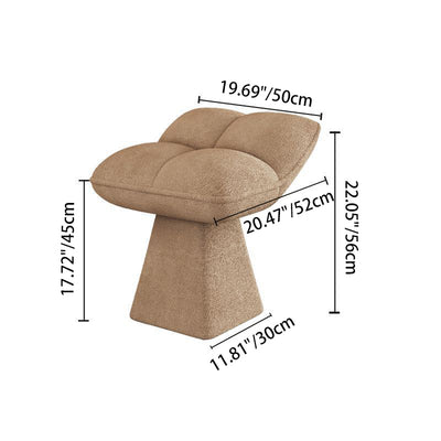 Contemporary Nordic Four-Leaf Clover Shape Chenille Solid Wood Rotatable Vanity Stool Backless For Bedroom