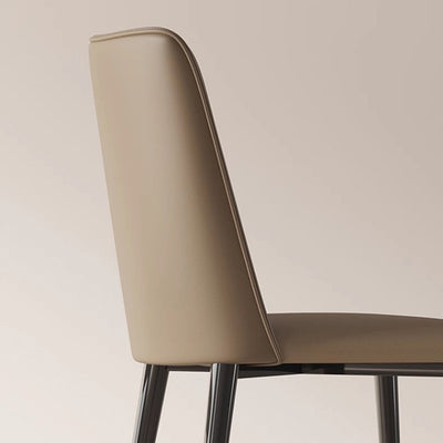 Contemporary Nordic Rounded-Edge Microfiber Leather Carbon Steel Dining Chair Backrest For Dining Room