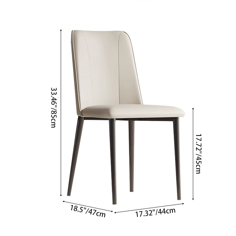 Contemporary Nordic Rounded-Edge Microfiber Leather Carbon Steel Dining Chair Backrest For Dining Room