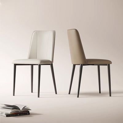 Contemporary Nordic Rounded-Edge Microfiber Leather Carbon Steel Dining Chair Backrest For Dining Room