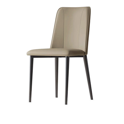 Contemporary Nordic Rounded-Edge Microfiber Leather Carbon Steel Dining Chair Backrest For Dining Room