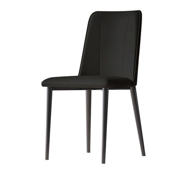 Contemporary Nordic Rounded-Edge Microfiber Leather Carbon Steel Dining Chair Backrest For Dining Room