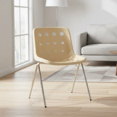 Modern Mid-Century Cheese Design PP Wrought Iron Dining Chair Backrest For Living Room & Dining Room