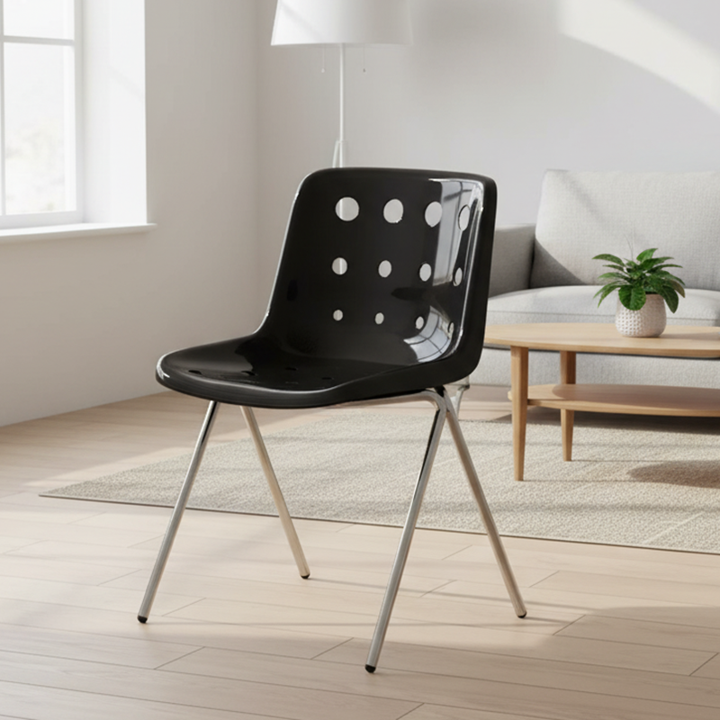 Chaise de salle à manger en fer forgé PP design fromage moderne du milieu du siècle avec dossier pour salon et salle à manger 