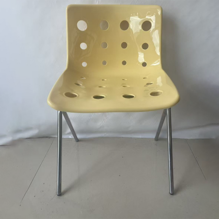 Chaise de salle à manger en fer forgé PP design fromage moderne du milieu du siècle avec dossier pour salon et salle à manger 
